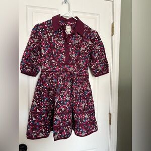 Maeve Burgundy Dress with Pink and Purple Floral Design